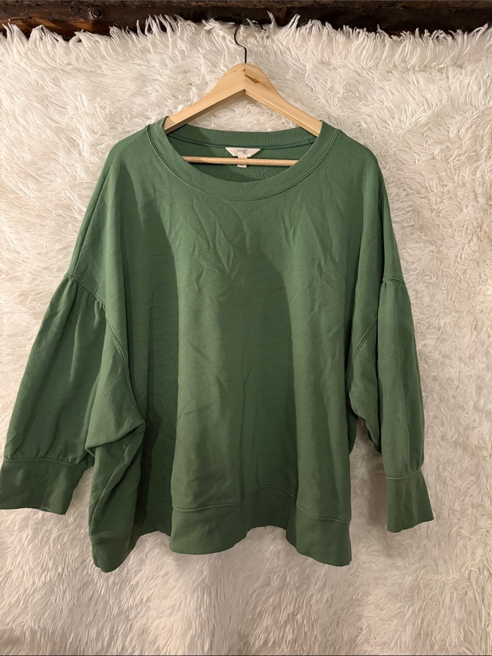 Terra & Sky 3X drop shoulder puff sleeve sweater